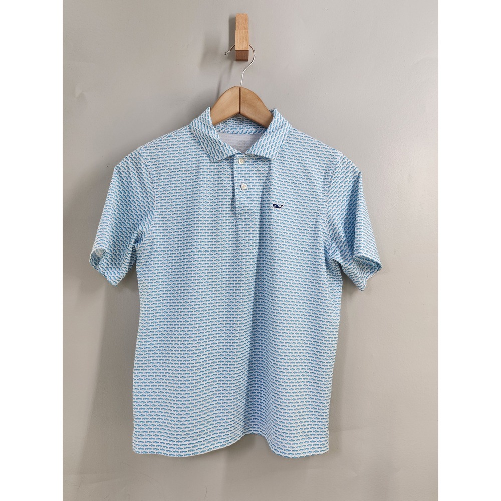Vineyard Vines Light Blue Patterned Short Sleeve Polo Small!